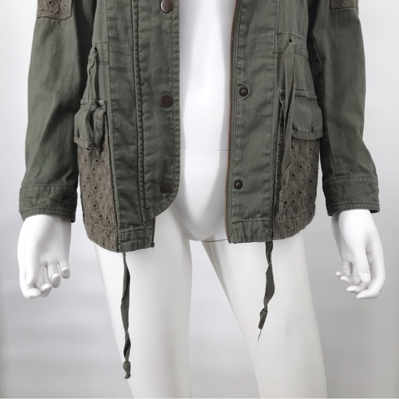 Eyelet Lace Accent Comfy Utility Jacket - Picture 11 of 16